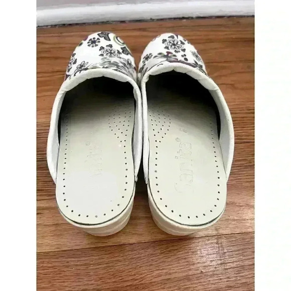 Sanita Clogs Sz 39 Open Back Mules Purple Floral Print Danish Funky Comfort Cute - Picture 7 of 12